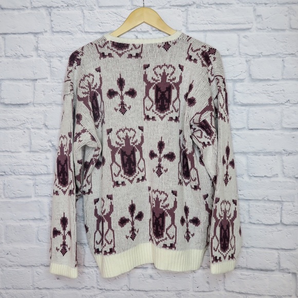 Vintage 80s Geometric Abstract Purple Sweater - Picture 4 of 6